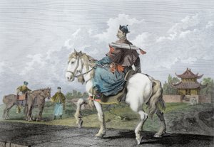 Egy Quan vagy Mandarin, amelyen a kínai császár levele van, Wilson metszete, pub. G. Nicol, 1796 (későbbi színezés)